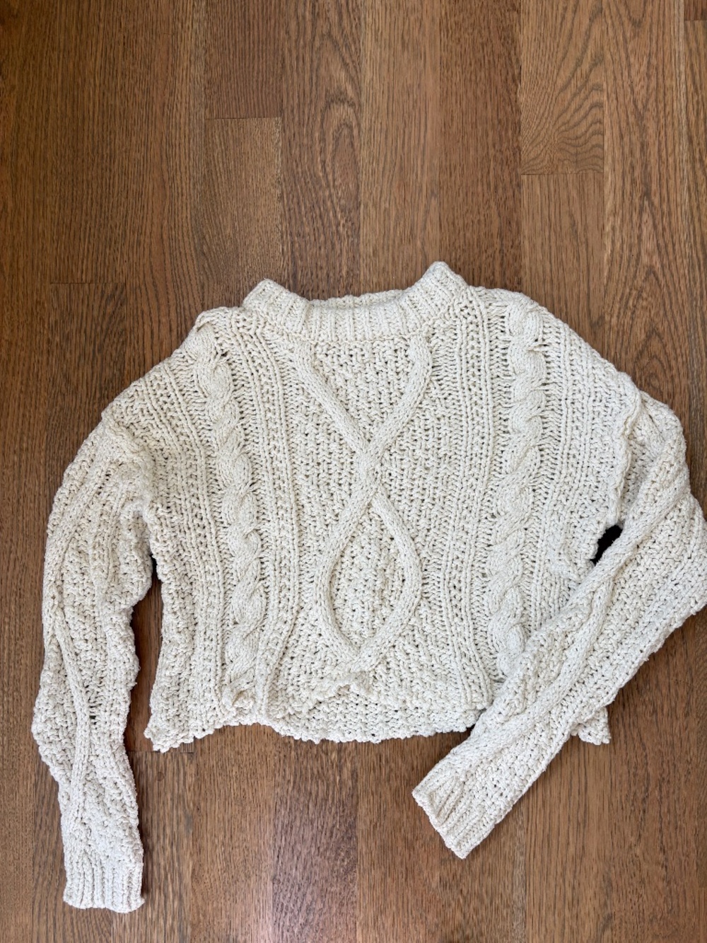 Free People Cutting Edge Cable Pullover in Ivory Size Extra Small